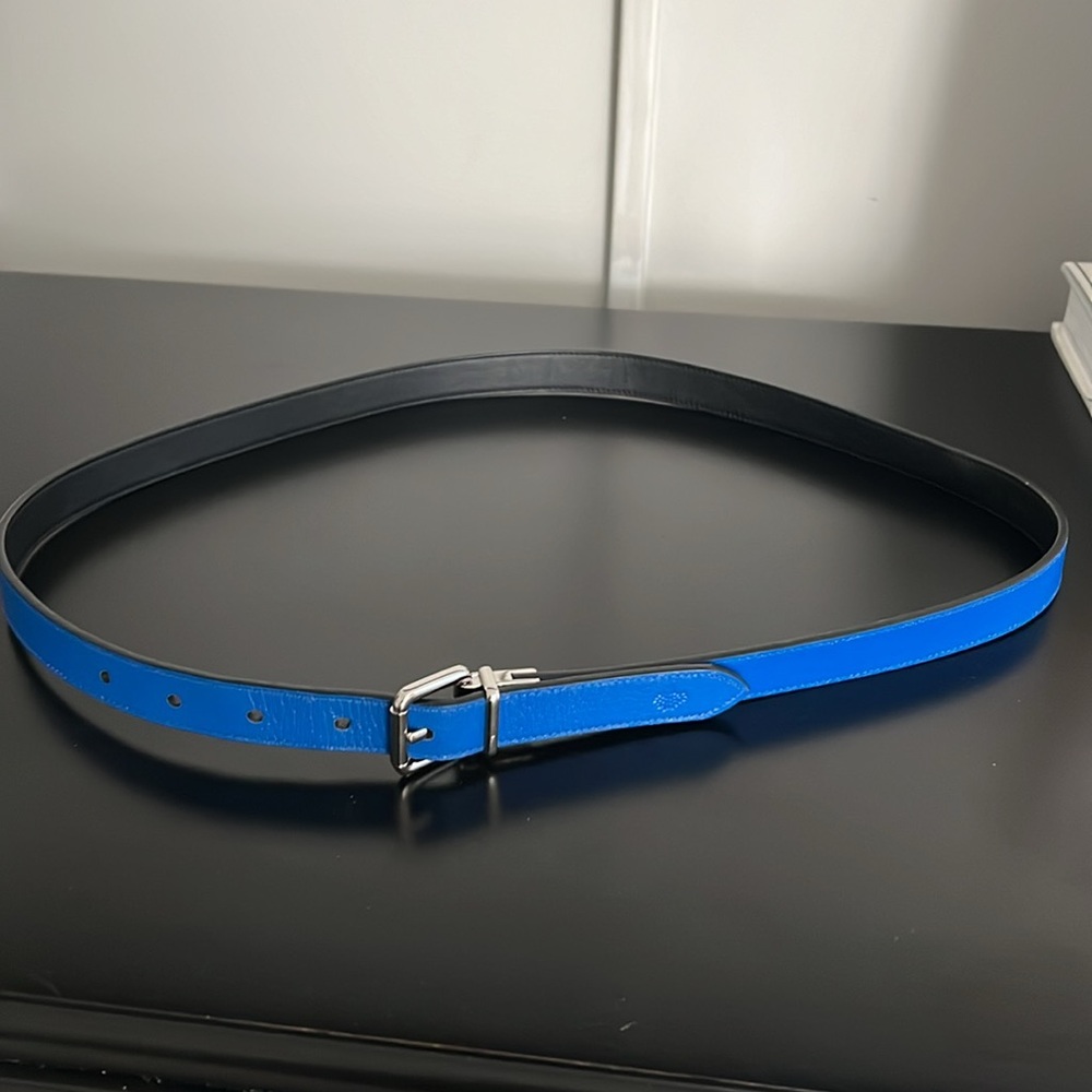 Mulberry Blue and Black Leather Belt